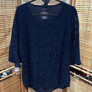 Van Heusen Dark Blue Lace Blouse